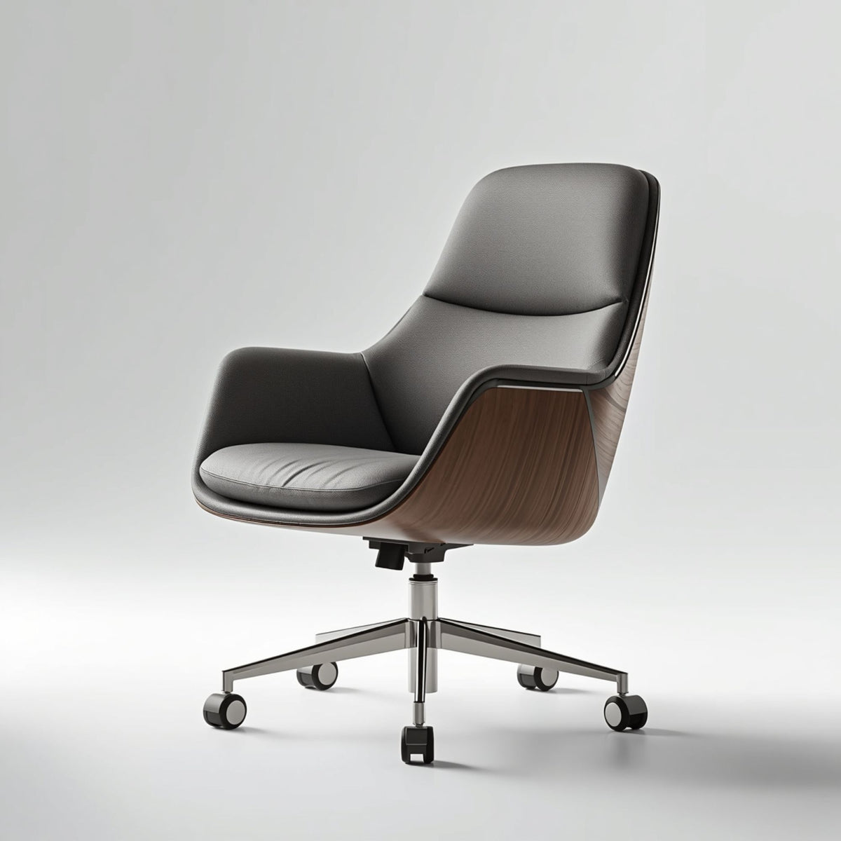 Black Leather Style Office Chair with Adjustable Base