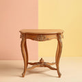 Carved Wood Console Table with Curved Legs and Decorative Detail