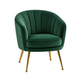 Emerald Green Velvet Style Barrel Accent Chair