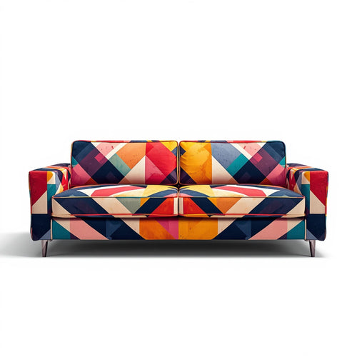 Geometric Pattern Fabric Sofa with Colorful Modern Design