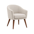 Ivory Fabric Accent Chair with Wooden Legs
