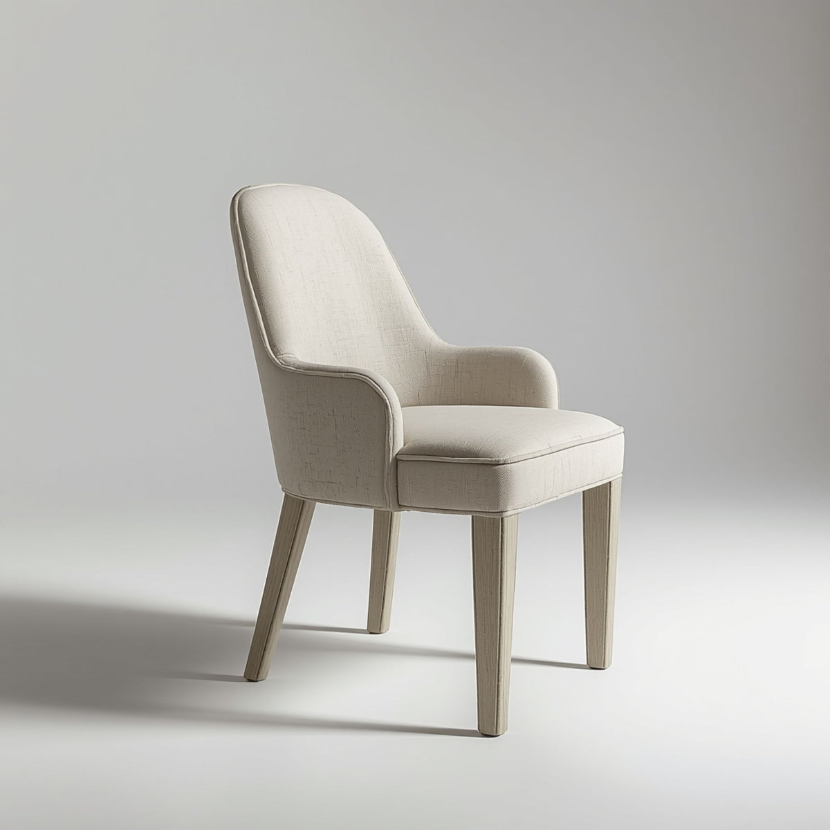 Minimal White Upholstered Dining Chair with Modern Shape