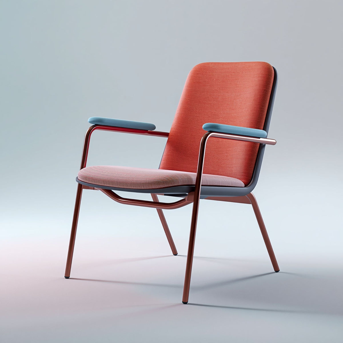 Modern Orange Upholstered Accent Chair with Metal Frame