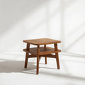 Natural Wood Rectangular Side Table with Lower Shelf
