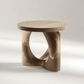 Round Natural Oak Side Table with Sculpted Loop Base