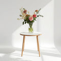 Round Wood Plant Stand Side Table with Tapered Legs