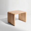 Rounded Oak Finish C-Shaped Side Table with Modern Design