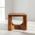 Square Walnut Finish Accent Table with Curved Open Base